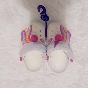 Lovely Pink and White Crocs for,  a Quick , on the Go , day out with the baby.